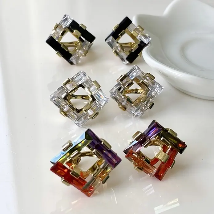 Maite Jewelry Crystal Earrings-GE103 Gold-Plated with Large Round Stone Hoop Design for Women's Fashion Jewelry Perfect for Any Occasion