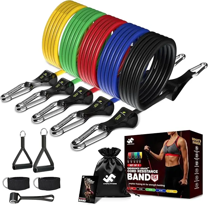 UTOPIA HOME Strength Training Equipment, 11-Piece Resistance Bands Set (10-150 lbs) with Stackable Natural Rubber Tubes, Handles, Ankle Straps for Home Fitness & Glute Gains, Home Fitness Equipment