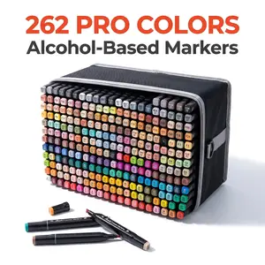 KIDGENIUS Dual Tip Alcohol Marker Set (262/168/120 Count Options) - Multi-Surface, Quick Dry, Blendable for Artists & Craft Enthusiasts - sumvibes Art Creation Supplies, Mark summerwins,summerwins