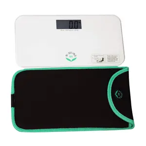 NewlineNY White Mini Bathroom Scale with Travel Protection Case SBB0722M-WH + NYMSS101BG