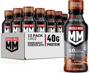 Muscle Milk PRO Series 40g Protein Shake, Knockout Chocolate, 14oz (Pack of 12)