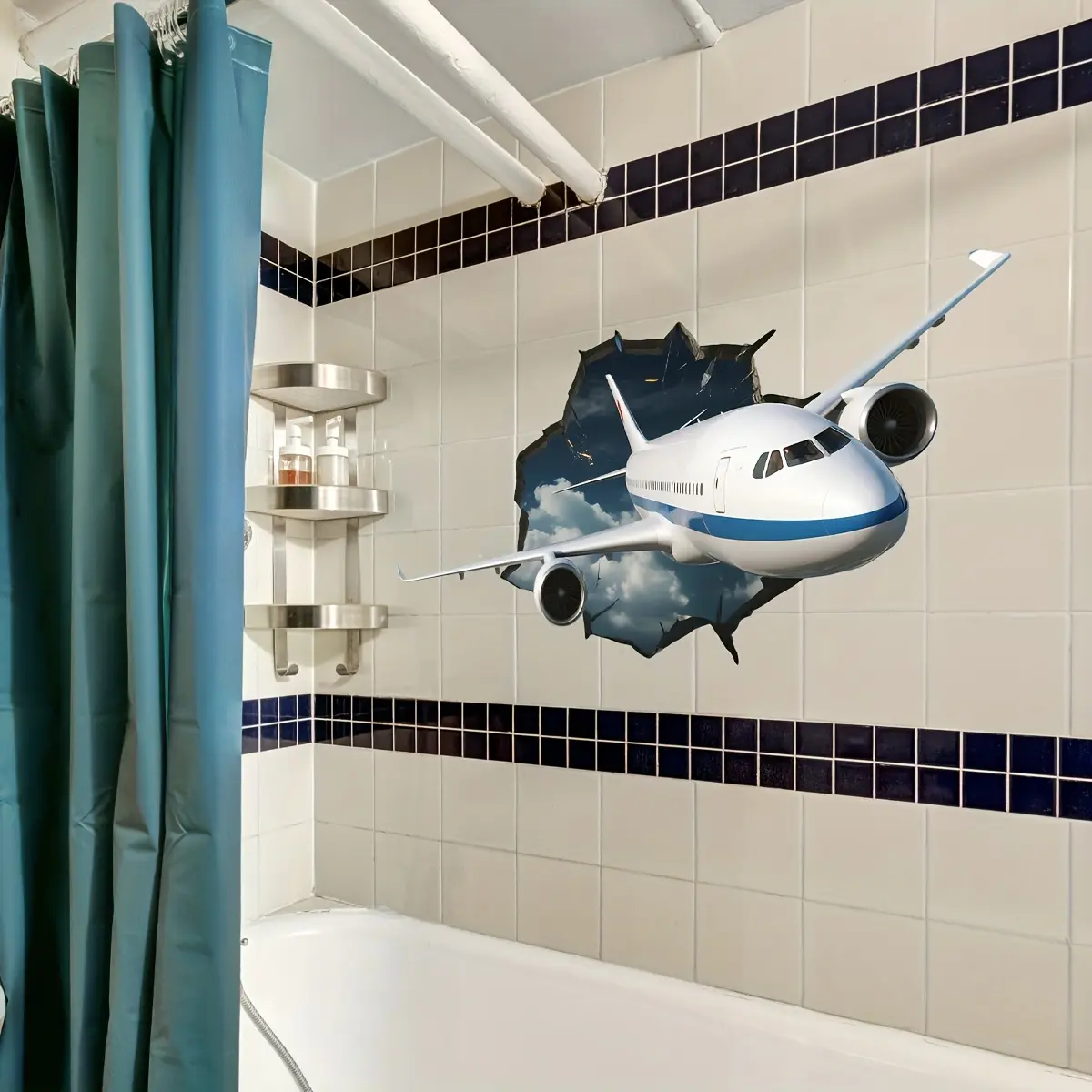 A new style of holey airplane wall sticker for bedroom, living room, and bathroom background walls - wall sticker for beautification and decoration, Wall Art Stickers, B20050