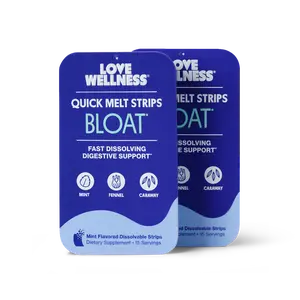 Love Wellness Bloat* Quick Melt Strips 2 Pack | Fast-Dissolving Digestive Support | Mint, Fennel & Caraway | Vegan & Sugar-Free | 15 Strips Therapy Therapeutic Relief