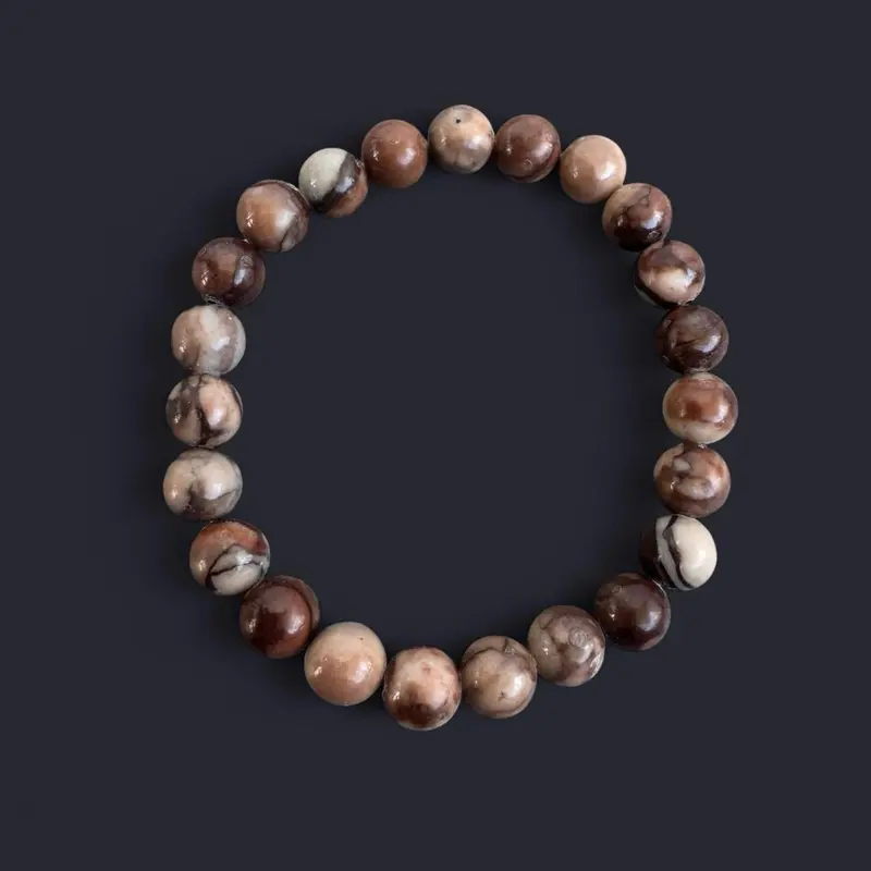 Polychrome Jasper Gemstone Bead Bracelet 8mm