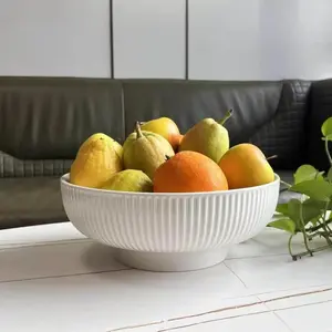 Ceramic Fruit Bowl,10.5" Decorative Bowl, White Fruit Bowl for Kitchen Counter, Purse Bowl, Key Bowl, Kitchen  Decor, Centerpiece for Dining Table (Cream White)