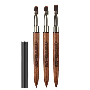 3PCS Set Wood Gel Painting Brush Nail Construct Acrylic Brush for Manicure DIY Builder Tool Brush Pen Professional Gel False Tip Pen