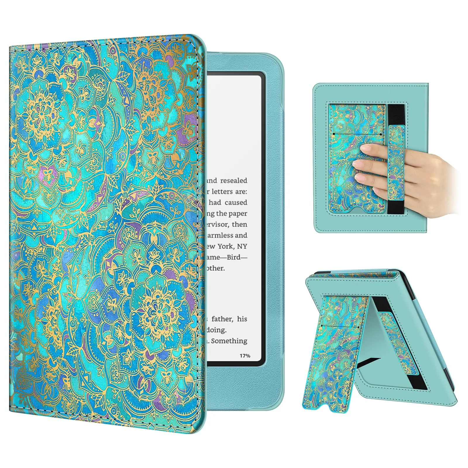 Fintie Stand Case w/Hand Strap for Kindle Paperwhite 12th Gen/ Kindle Colorsoft 2024, Foldable Kickstand Kindle Case, Durable Protective Cover Tablet Digital Products