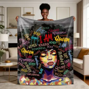 African American Blanket for Women Inspiring Positive Quotes Presents Home Bedroom Decor Black Women Soft Cozy Plush Throw Blankets