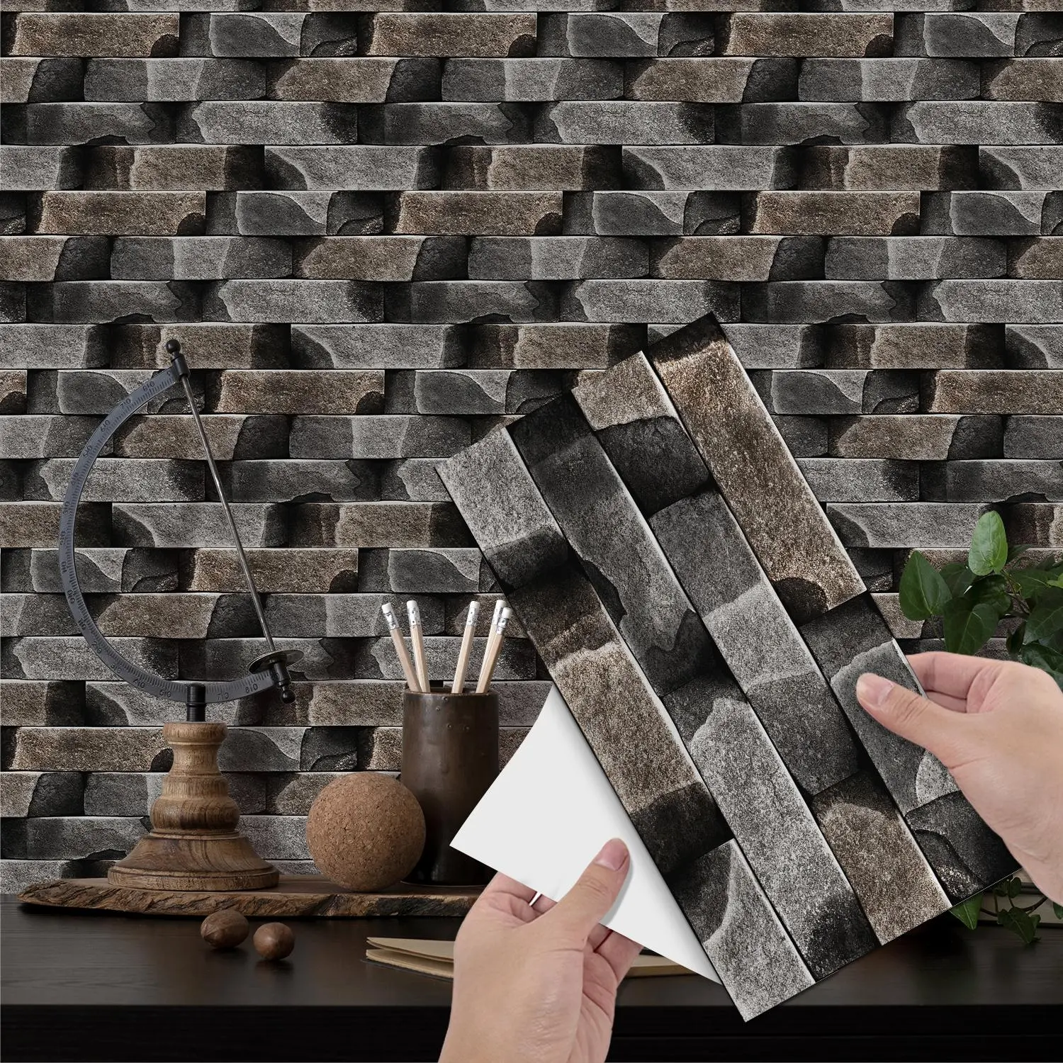 Vintage Faux Wall Tile Self-adhesive Sticker, 24/36pcs Waterproof & Moisture-resistant Wall Decal, Wall Sticker for Kitchen, Living Room, and Bathroom
