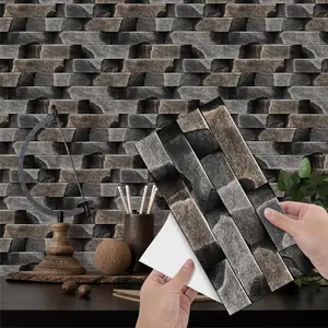 Vintage Faux Wall Tile Self-adhesive Sticker, 24/36pcs Waterproof & Moisture-resistant Wall Decal, Wall Sticker for Kitchen, Living Room, and Bathroom