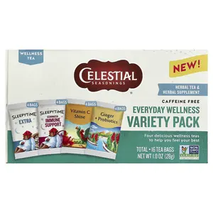 Celestial Seasonings Everyday Wellness Variety Pack, Caffeine Free , 16 Tea Bags, 1 oz (28 g)