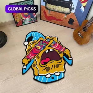 Cartoon Themed Carpet, Holographic Prank Alien Rug, Anime Creative Fun Mat, Trendy Personalized Bedroom Gaming Room Living Room Decor, Cartoon Pattern Rug #GLOBAL PICKS