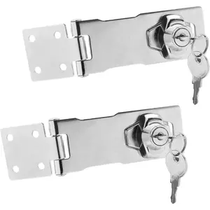 2PCS 4 Inch Keyed Alike Key Locking Hasp Locks, Stainless Steel Twist Knob Safety Catch Latch Lock for Cabinets Doors (Silver)