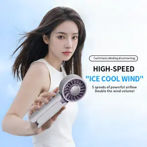 PlayHot Portable Handheld Turbo Fan, 5 Gear Wind, USB-C Rechargeable Fan, Up to 12 Working Hours, 3 IN 1 Hand Fans with Air Turbo Tech Cooling Fan for Outdoor Activities, Travel, Beach，essential fan gear，