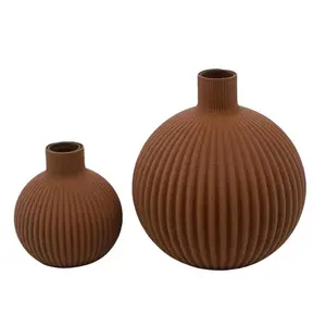 Ribbing Vase - Beautiful Oxidized Rust and Patina - 3D Printed Home Decoration