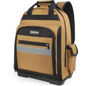 Tool Bag Backpack, Tool Backpack Bag with Waterproof Molded Base, Electrician Work Pack for Hand Tools, Multi Pockets Tool Organizer for Contractor, Plumbers, HVAC Techs