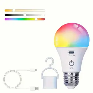 Modern Rechargeable RGB Bulb, LED Bulb Atmosphere Light, Atmosphere Night Light USB Rechargeable, Adjustable Color Temperature Bulb, E27 Socket Bulb Suitable For Bedroom, Living Room, Party, Studio, Room Remote Light, Decorative Wall Lamp