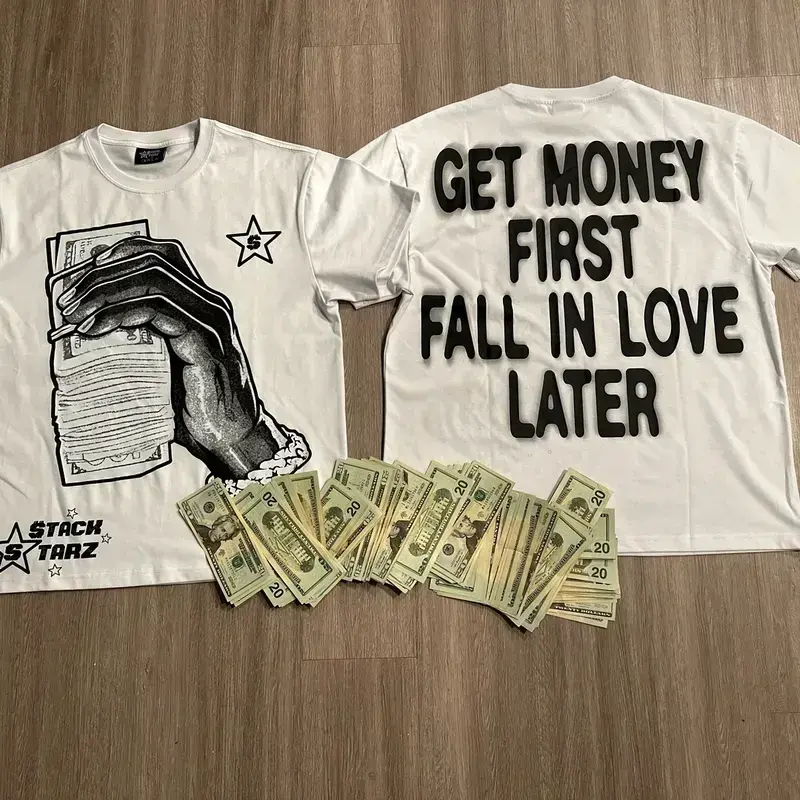 Graphic "Get Money" t shirt casual crew neck plain fashion good tees