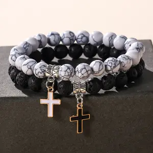 2pcs Matching Cross Couples Bracelets For Women Men Bf And Gf Boyfriend Girlfriend Jewellery