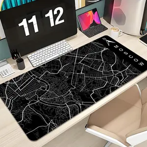 moscow city map Black and white vector map Mouse Pad Design XXL 1000×500mm 900×400mm 800×400mm 600x300mm Large Gaming Mouse Pad - Extended, Thick, Non-Slip Rubber Base Desk Mat with Precision Stitched Edges - Washable Large Desk Pad