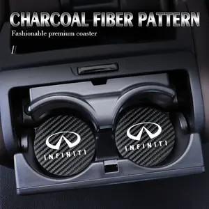 2pcs Car Coaster Carbon Water Cup Slot Non-Slip Pad Bottle Mat For Infiniti QX50 QX60 Q70L QX70 QX55 Q50 FX35 Q30 G37 JX35 G35 Q60 QX80 QX30 ESQ G25 G37 FX37 FX50 EX35 EX25 EX37 Car Interior Decor