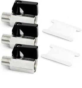 3 Pcs 1/4 Inch Mini Brass Ball Valve Shut Off Switch, 1/4 Inch Male x Female NPT Thread Pipe Fitting  for Plumbing, Pneumatics, Air Lines & DIY Projects