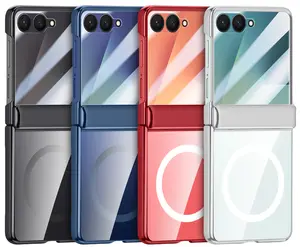 Nakedcellphone Electro Clear Series for Samsung Galaxy Z Flip 7 Phone Case - Built-In Screen Protector and Hinge Cover - Compatible with MagSafe