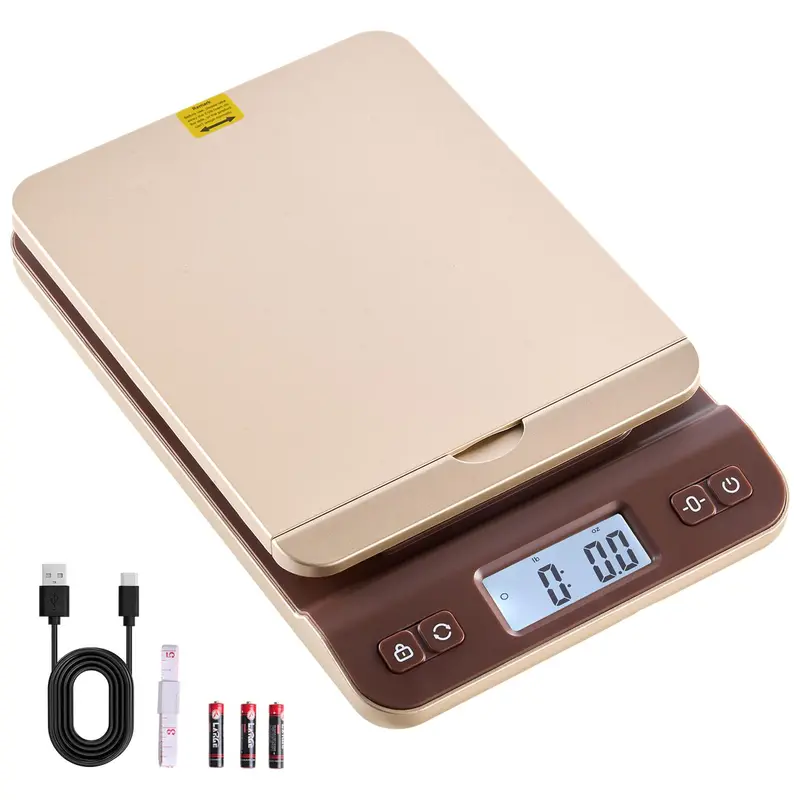 VEVOR Digital Postal Shipping Counter Scale - 88 lbs Capacity, 0.1 oz Accuracy, 2-in-1 Hold & Tare Control, Flip-Up Cover, Auto-Off, Foldable, Durable & Stable ABS Build, Easy Calibration, Included Battery, Unit Switch for Home & Small Businesses, Hold &
