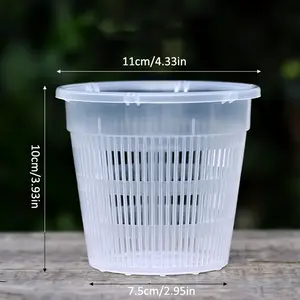 6 Pack Clear Orchid Planter Pots with Drainage Holes - Durable plastic for indoor and outdoor use