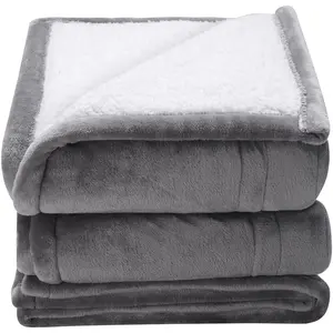 【DealsForYouDays】VEVOR Heated Blanket Electric Throw,  , 50" x 60" Twin Size, Soft Flannel & Sherpa Heating Blanket with 3 Hours Timer Auto-off, 5 Heating Levels for Sofa, Machine Washable, ETL & FCC Certification (Grey)
