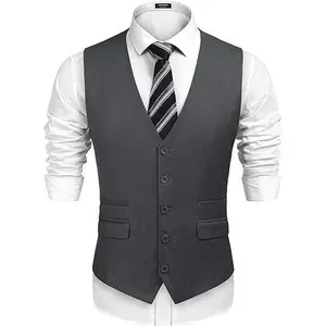 COOFANDY Mens Suit Vest Formal Dress Vest Slim Fit Buesiness Wedding/Graduation Waistcoat Casual Classic Casual Classic Fabric Menswear Pocket Shirt