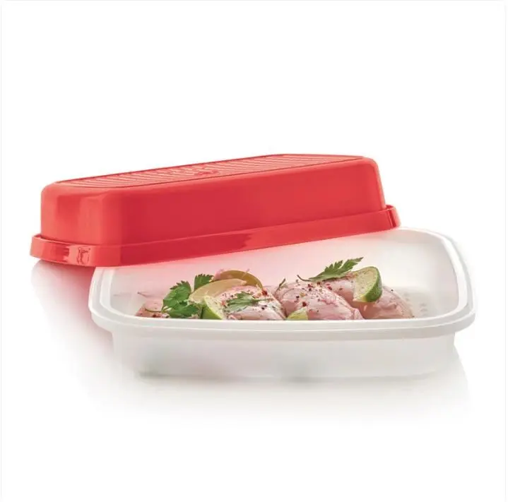 Tupperware Season-Serve Reusable Plastic Kitchen Container (AKA Marinater) with 3D Grid Pattern for Even Flavoring, Tight Cover for Freshness, Ideal for Pork Marinades