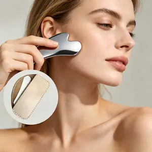 Heavy-Duty Thick Stainless Steel Gua Sha with Leather Case for Face Slimming & Body Massage Tool Enhanced Skin Care Durable Construction Long Lasting Storage Facial Care Tools