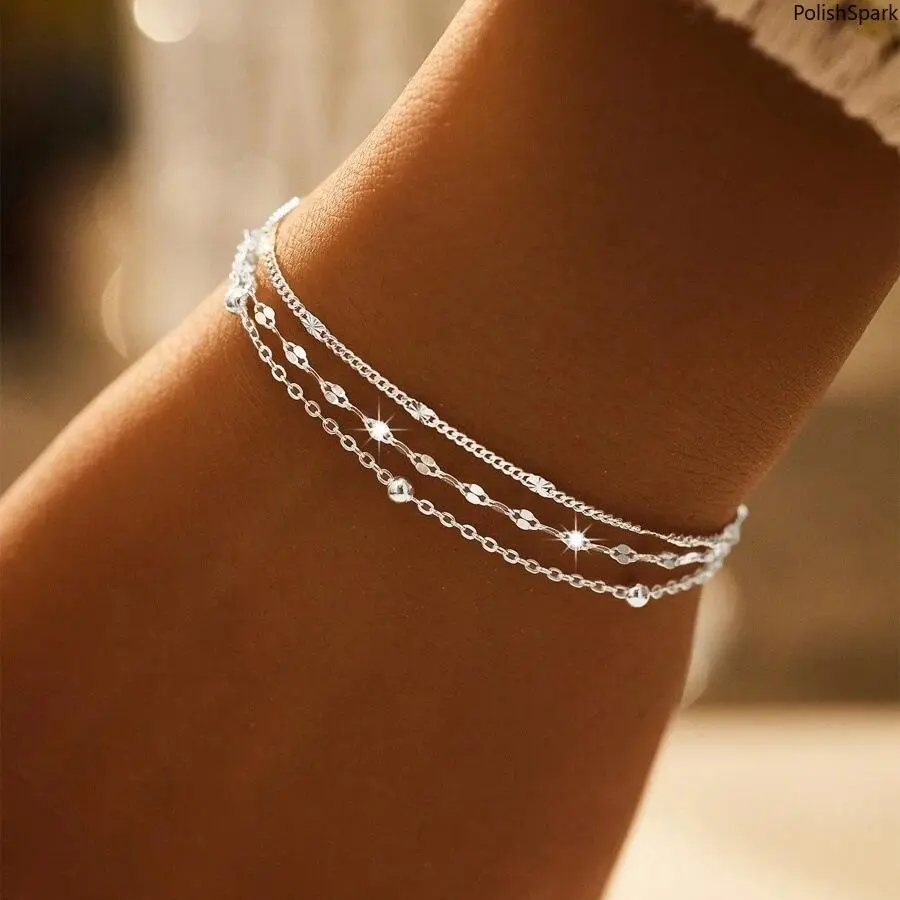 3 Piece Dainty Layered Chain Bracelet Set for Women, Gold Silver Adjustable Stackable Bracelet, Bracelet Stack, Silver Bracelet Stack