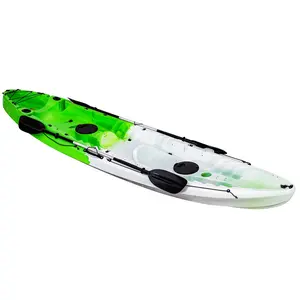 GARVEE 12.4FT Fishing Kayak for 2-3 Adults, Sit-on-Top Design with Paddle and Comfortable Seat, Hard Shell Ocean Kayak Boat with 600LBS Capacity for Recreational Use