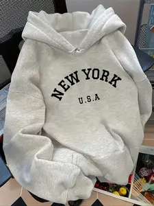 Teen Girls' Preppy Style Hoodie, Graphic Casual Hoodie, Light Loose-Fit Spring & Fall Game Day Sweatshirt, Thick Fabric Casual Wear for School Season