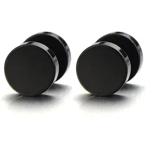 Screw Stud Earrings Men, Stainless Cheater Fake Ear Plugs Gauges Illusion Tunnel