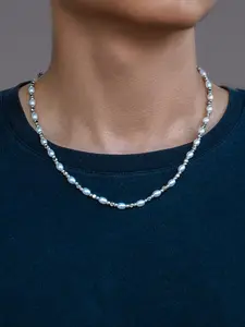 Men's Street Style Faux Pearl Decor Beaded Necklace, Casual Trendy Exquisite Beaded Necklace, Fashionable All-match Jewelry for Daily & Party Decoration, Exquisite Chain Jewelry