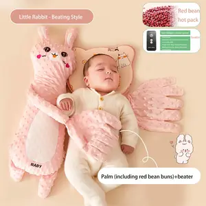 Baby Rabbit Soothing Sleep Set - Cute Plush Beating Toy Baby Soothe Toy with Large Palm Cute Stuffed Animal Baby Patter Snuggle Toy Plush Doll for Newborns