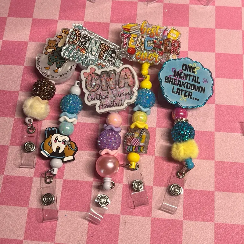 5 Badge Reels w/beads - LIVE CLAIM ONLY