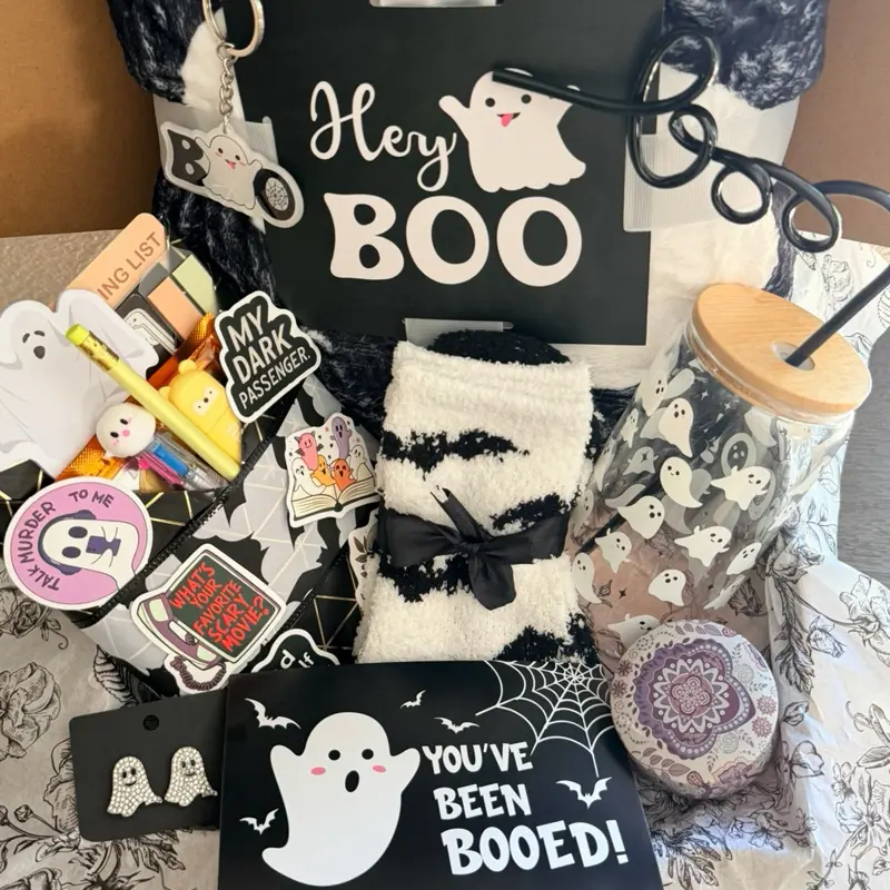 Boo Blind Date with a Book Gift Bundle, Spooky Reading Lover Package, Ghost Bookish Gift Box, Halloween Book Gift Set, Ghost Book Gift Box