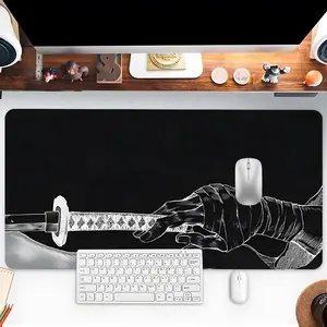 Samurai Sword Pattern Mouse Pad, Rectangle Gaming Mouse Pad, Non-slip Mousepad, Office Desk Keyboard Mouse Mat for Home Office Game Room Desk, Desk Accessories