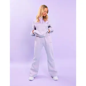 Kaiia Logo Wide Leg Sweat Pants Lilac