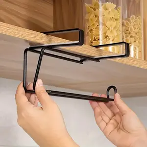 Easy Install Metal Paper Towel Holder, Wall-Mounted, No Drilling Design, Ideal for Kitchen and Bathroom Organization, Bathroom Accessories