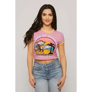 Gulf Of Mexico - Bobby Jack Crop Ringer Top - Pink