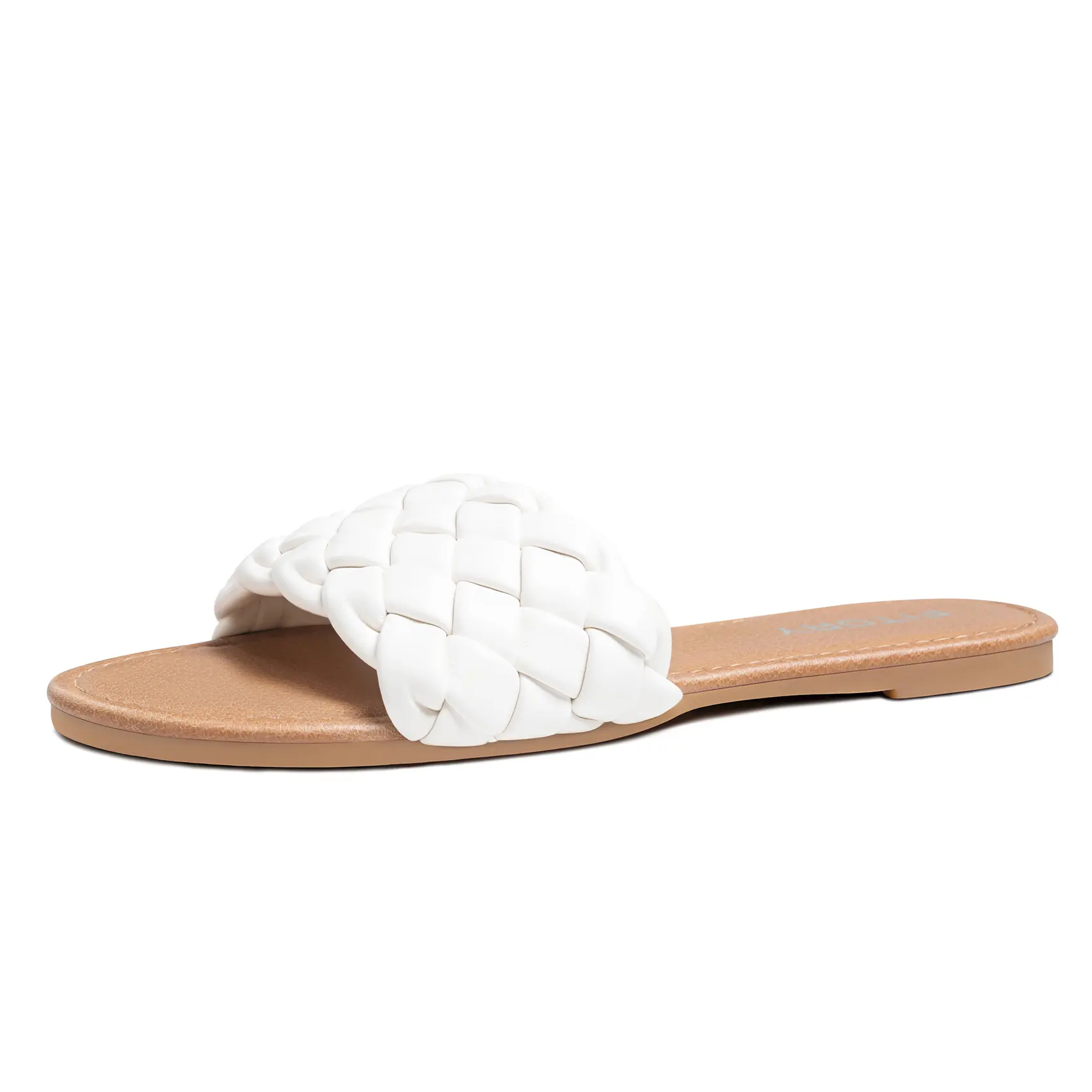 FITORY Women's Braided Flat-Sole Slip-On Sandals, Round Toe Casual Wear Summer Walking Footwear