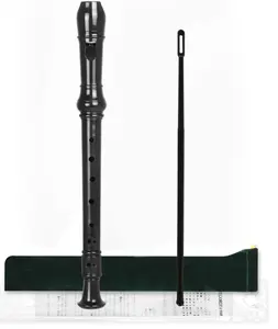 Mr.Power Soprano Recorder for Beginners School Students German Style C Key 8 Holes 3 Piece Instrument with Cleaning Rod, Fingering Chart, Packing Bag (Black)