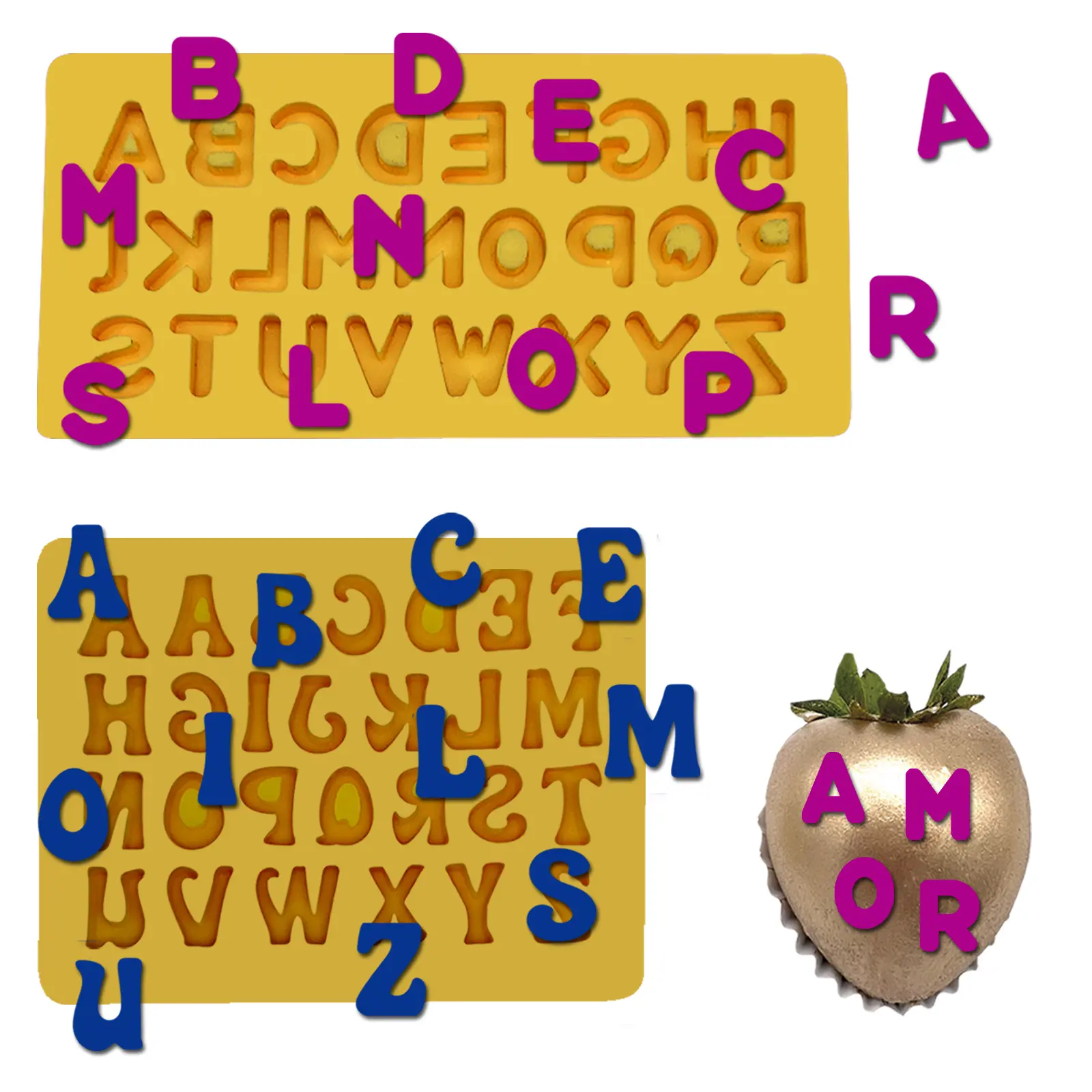 Mini Letter Molds Alphabet Molds 2 pcs