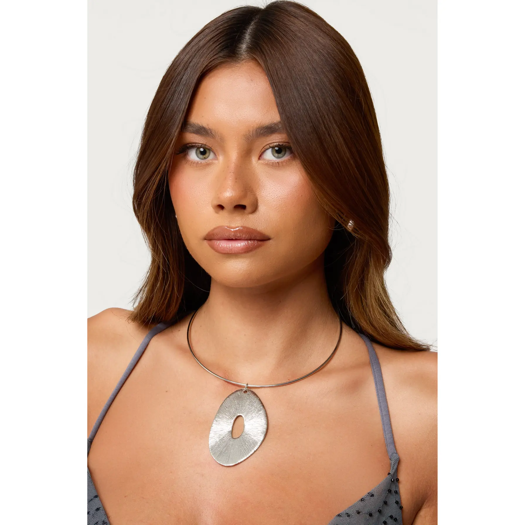 Abstract Pendant Cuff Necklace