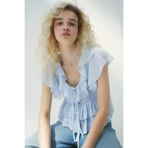 H&M Flounced tie-front blouse